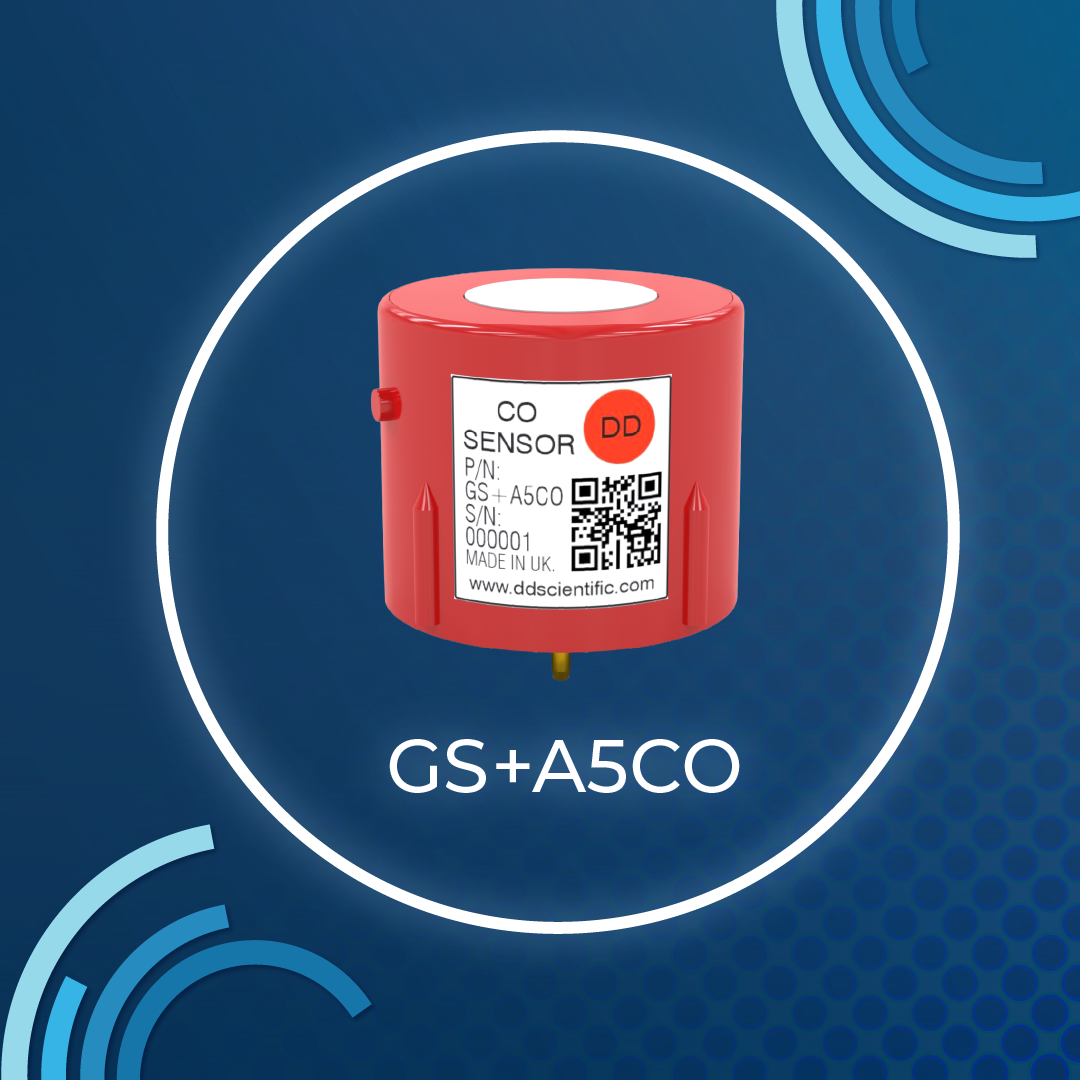 Red DDS Carbon monoxide sensor on blue background