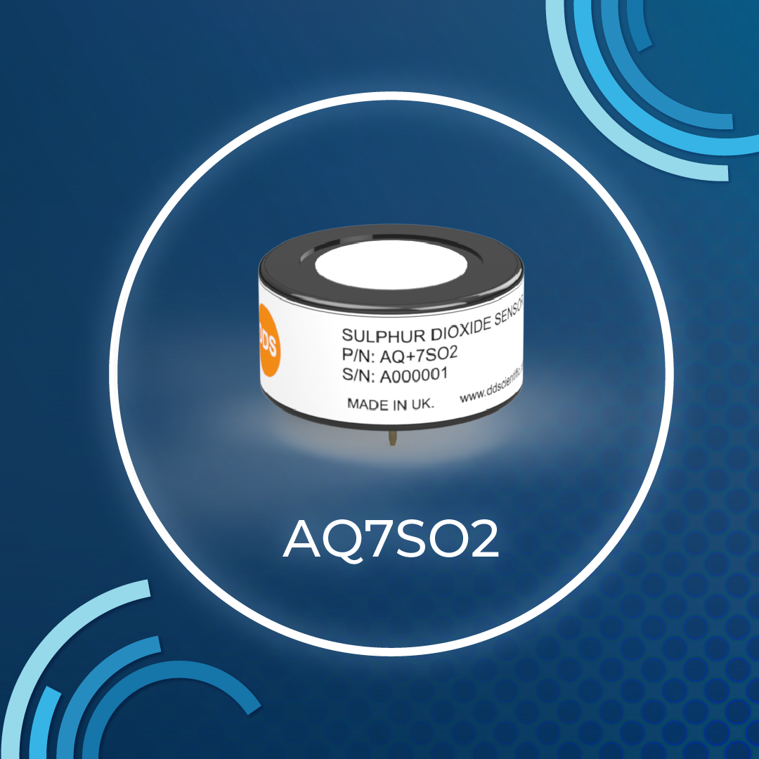 DDS Sulphur dioxide sensor on blue background