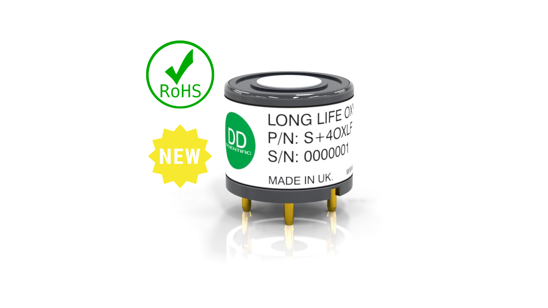 S+4OXLFP Oxygen (O2) Sensor | Lead-free (RoHs), 5-year life, For pumped instruments