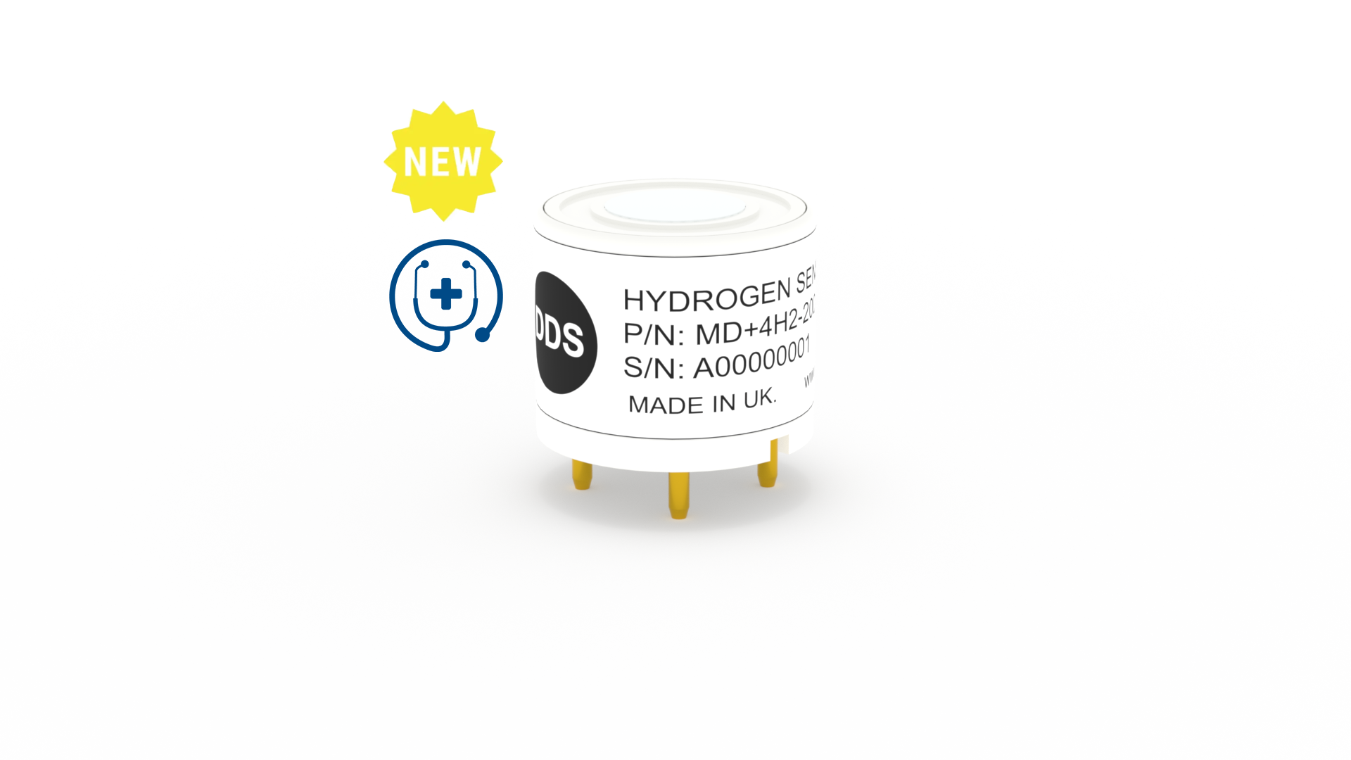 MD+4H2-500 Hydrogen (H2) Sensor | Medical, Low Range 0 -500ppm, Low CO Cross Sensitivity