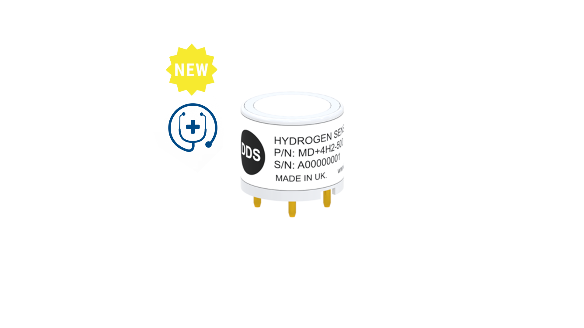 MD+4H2-500 Hydrogen (H2) Sensor | Medical, Low Range 0 -500ppm, Low CO Cross Sensitivity