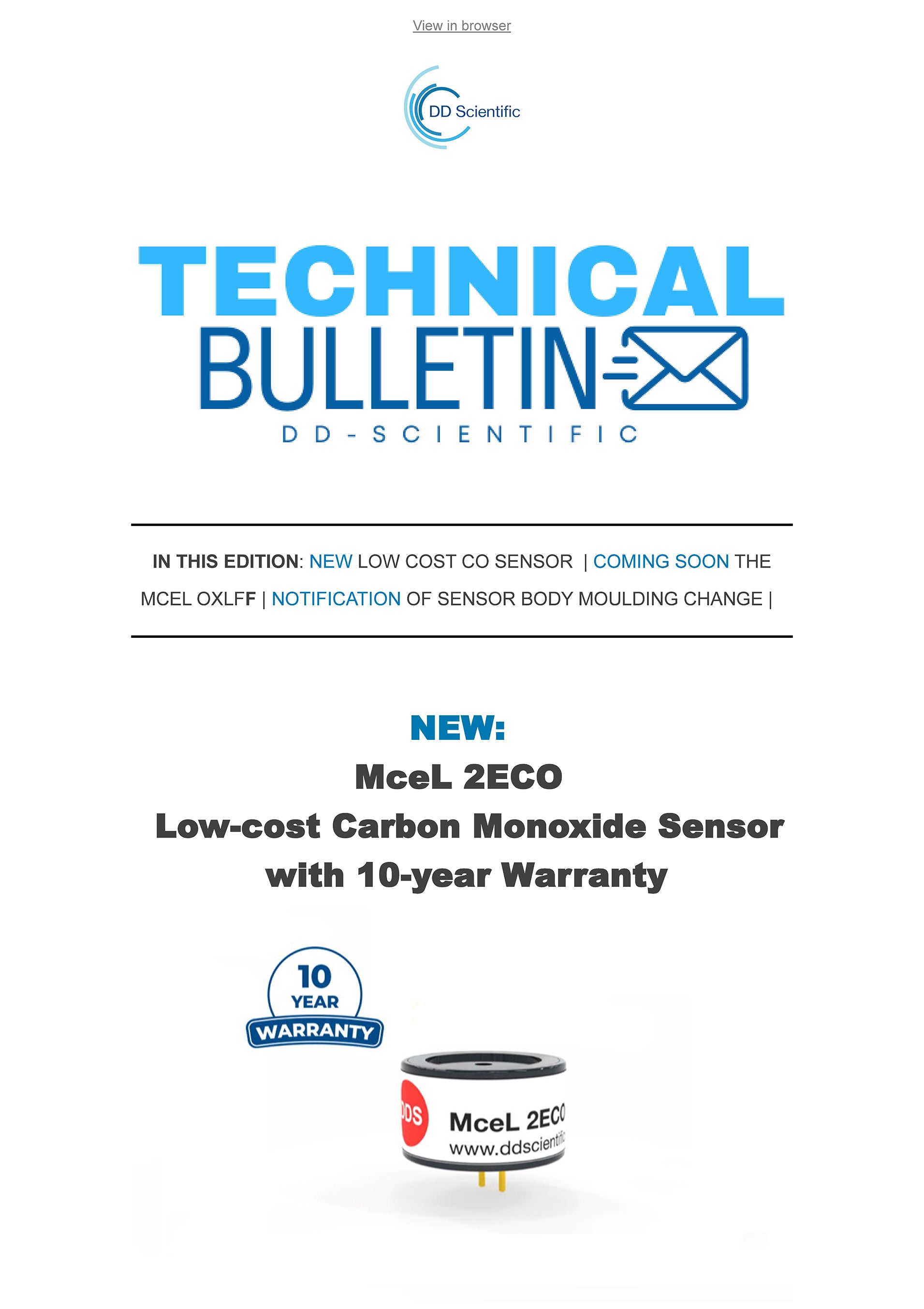 Technical bulletin cover for DD Scientific with Mcel 2ECO sensor information